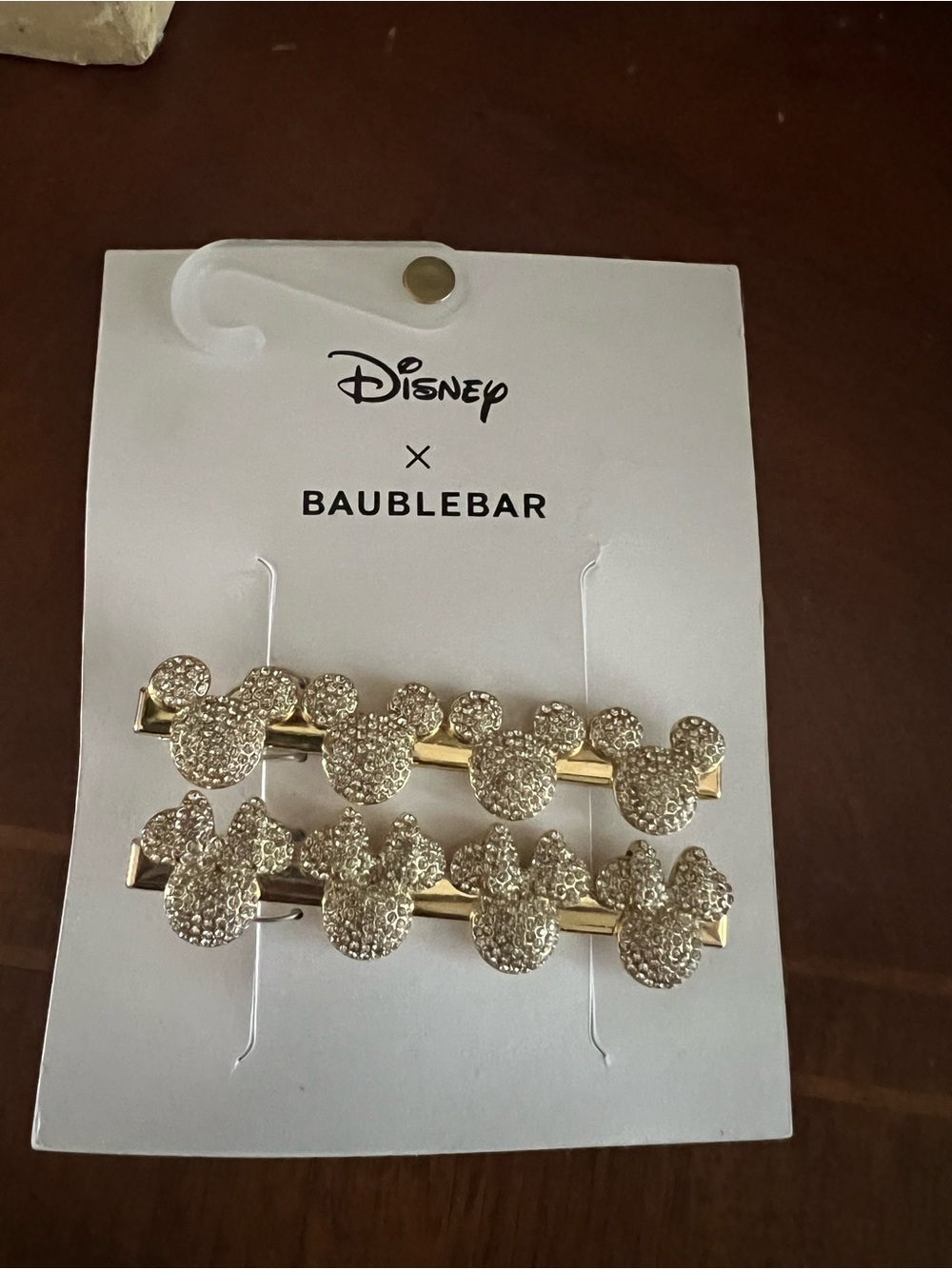 Disney Gold Tone Mickey Ears Crystal Accent Hair Pins
